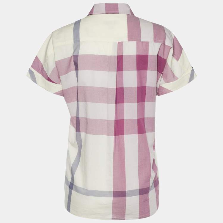 Pre Owned Burberry Brit Mauve Exploded Check Print Cotton Button Front Shirt S