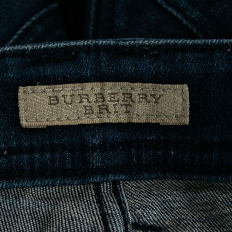 Pre Owned Burberry Brit Blue Stretch Denim Westbourne Skinny Jeans Waist 32