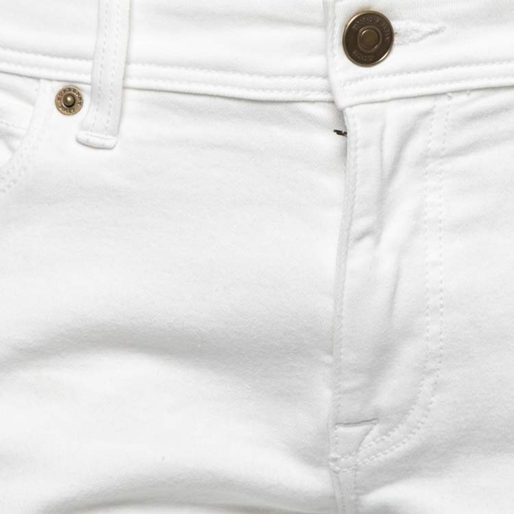 Pre Owned Burberry Brit White Denim Skinny Fit Cropped Jeans Waist 30