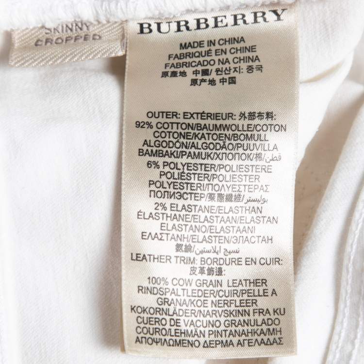 Pre Owned Burberry Brit White Denim Skinny Fit Cropped Jeans Waist 30