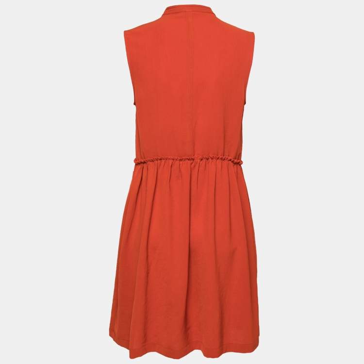 Pre Owned Burberry Brit Brown Button Front Sleeveless Mini Dress M