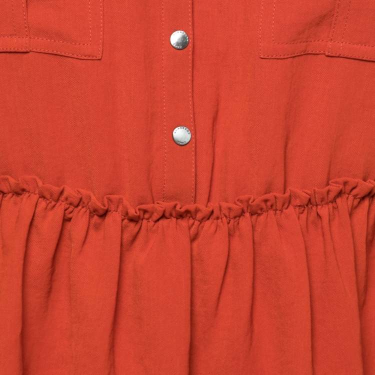 Pre Owned Burberry Brit Brown Button Front Sleeveless Mini Dress M