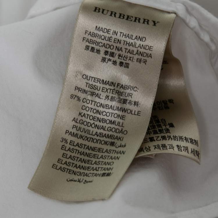 Pre Owned Burberry Brit White Cotton Check Trimmed Button Front Shirt M
