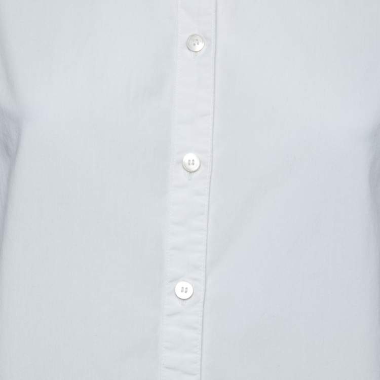 Pre Owned Burberry Brit White Cotton Check Trimmed Button Front Shirt M