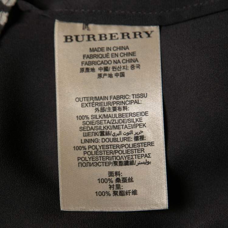 Pre Owned Burberry Brit Green Floral Printed Silk Pleated Front Long Sleeve Dress S