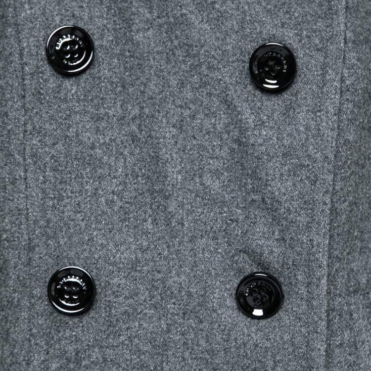 Pre Owned Burberry Brit Grey Wool Double Breasted Belted Coat S