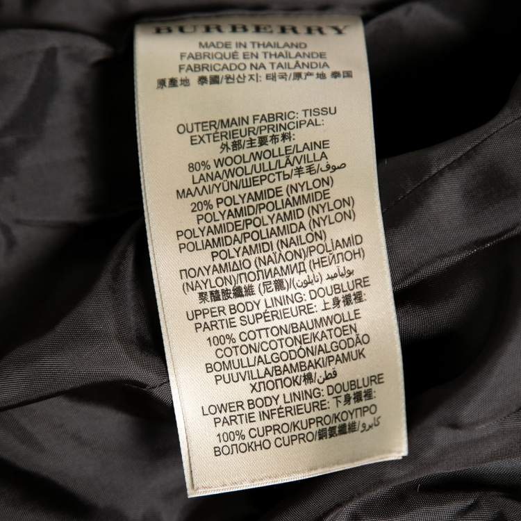 Pre Owned Burberry Brit Grey Wool Double Breasted Belted Coat S