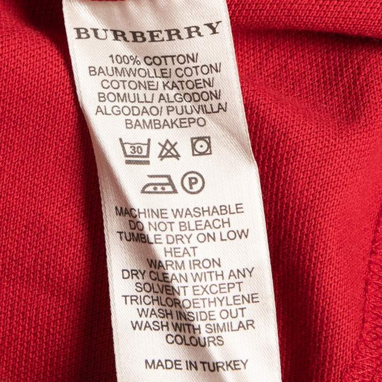مملوكة مسبقًا Burberry Brit Red Cotton Pique Long Sleeve Polo Shirt M