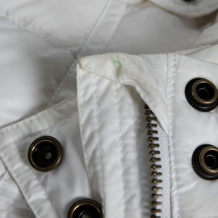 Pre Owned Burberry Brit White Quilted Down Synthetic Puffer Jacket S
