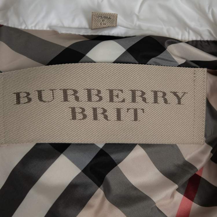 Pre Owned Burberry Brit White Quilted Down Synthetic Puffer Jacket S