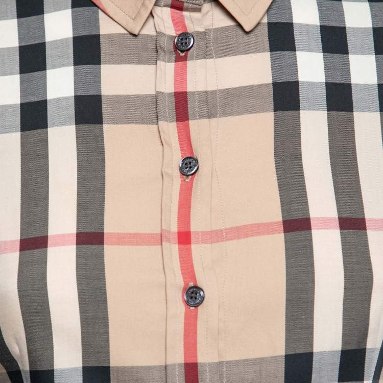 Pre Owned Burberry Brit Beige Nova Check Cotton Button Front Shirt XS