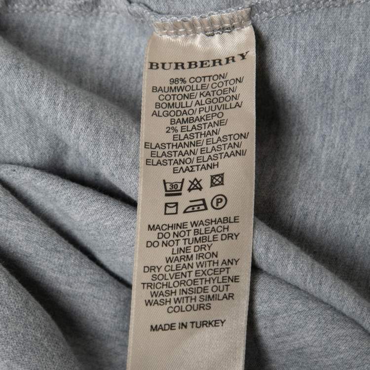مملوكة مسبقًا Burberry Brit Grey Cotton Puff Sleeve Polo T-Shirt S