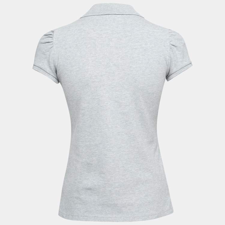 مملوكة مسبقًا Burberry Brit Grey Cotton Puff Sleeve Polo T-Shirt S