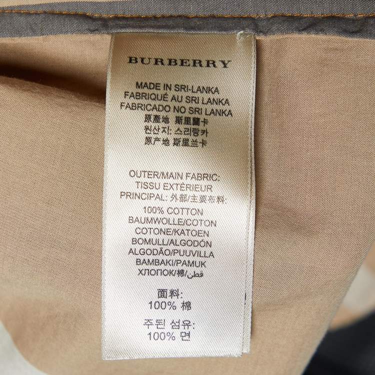 Pre Owned Burberry Brit Orange Checked Cotton Gathered Button Front Blouse M 
