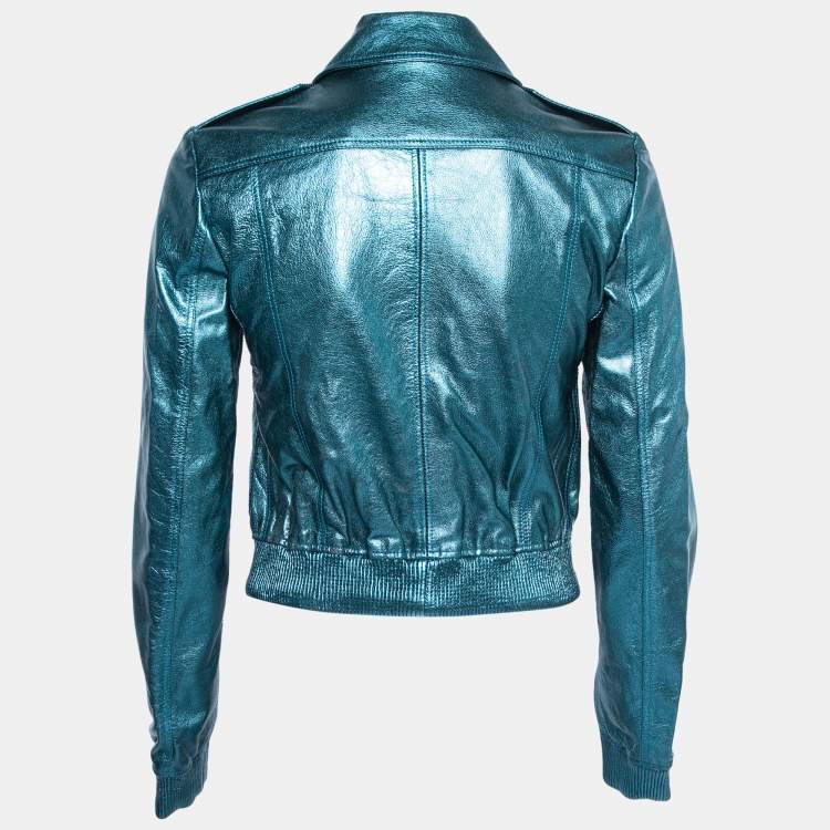 Metallic Leather Biker Jacket