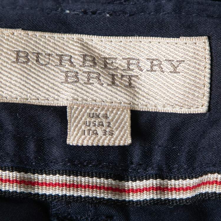 Pre Owned Burberry Brit Navy Blue Cotton Knee-Length Shorts S  
