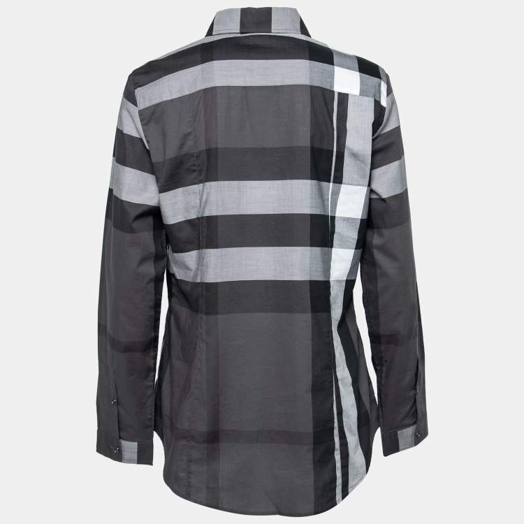 Pre Owned Burberry Brit Grey Novacheck Cotton Button Front Shirt M