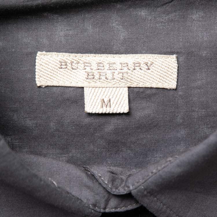 Pre Owned Burberry Brit Grey Novacheck Cotton Button Front Shirt M