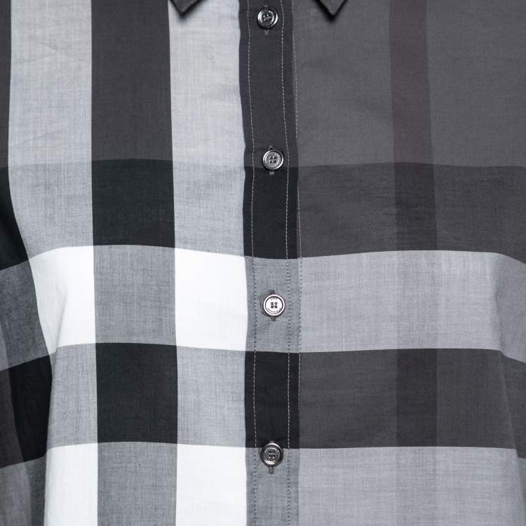 Pre Owned Burberry Brit Grey Novacheck Cotton Button Front Shirt M