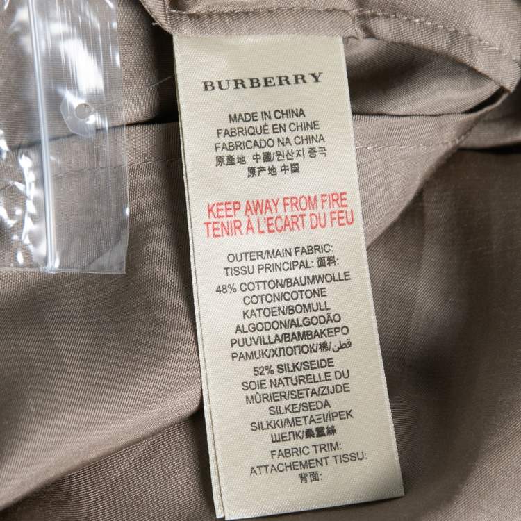 Pre Owned Burberry Brit Brown Silk & Cotton Button Front Tunic M