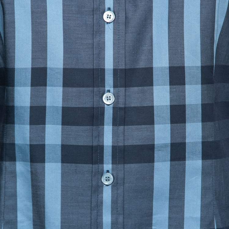 مملوكة مسبقًا Burberry Brit Blue Nova Check Cotton Long-Sleeve Shirt M