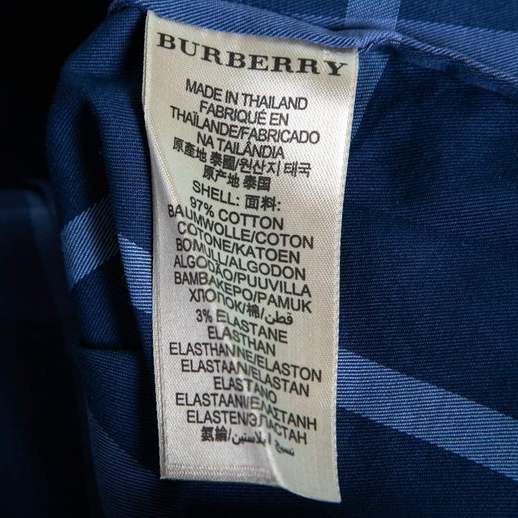 Pre Owned Burberry Brit Dark Blue Check Cotton Long-Sleeve Shirt M
