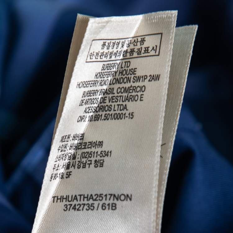 Pre Owned Burberry Brit Dark Blue Check Cotton Long-Sleeve Shirt M