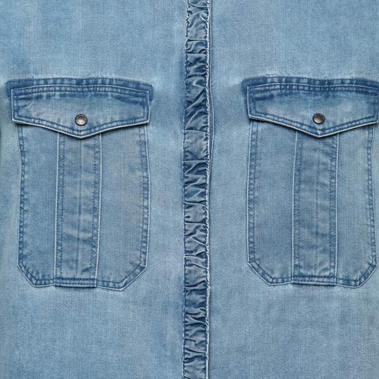 Pre Owned Burberry Brit Blue Lightweight Denim Button Front Shirt M