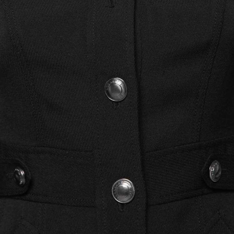 Pre Owned Burberry Brit Black Wool Pleated Peplum Jacket S