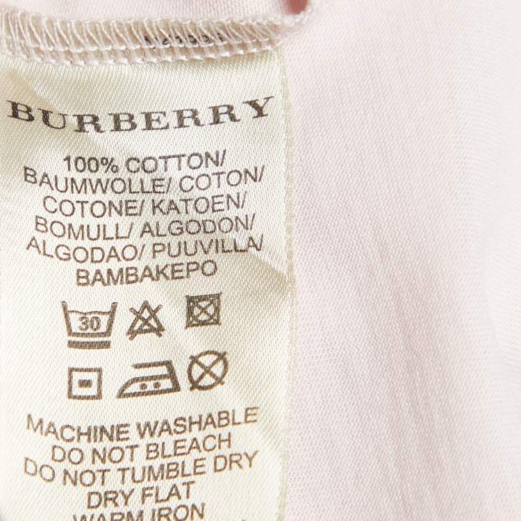 مملوكة مسبقًا Burberry Brit Light Pink Cotton Checked Collar Polo T-Shirt M