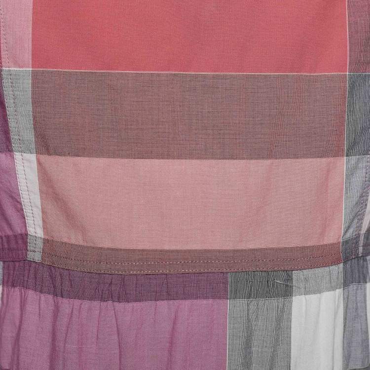 مملوكة مسبقًا Burberry Brit Pink Nova Check Cotton Button Front Shirt Dress L
