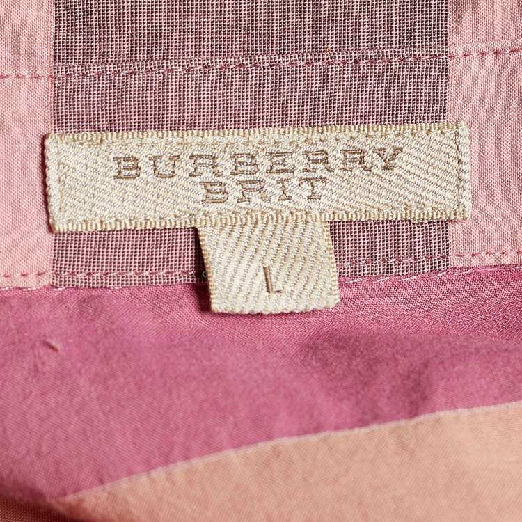 مملوكة مسبقًا Burberry Brit Pink Nova Check Cotton Button Front Shirt Dress L