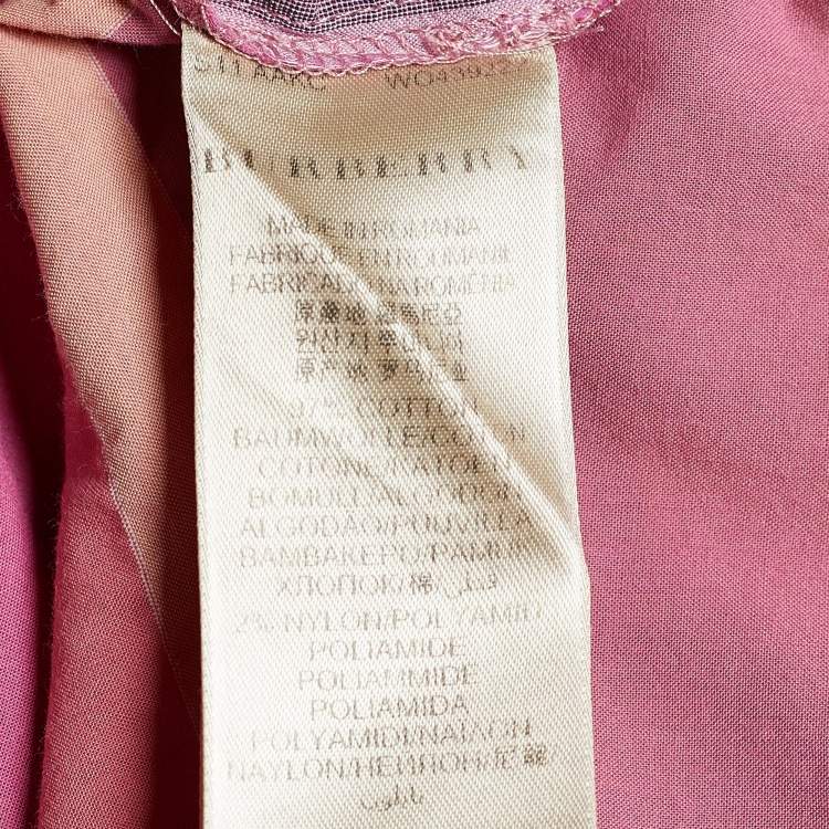 مملوكة مسبقًا Burberry Brit Pink Nova Check Cotton Button Front Shirt Dress L