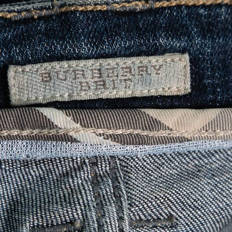 Pre Owned Burberry Brit Blue Denim Flare Leg Windsor Jeans Waist 29"