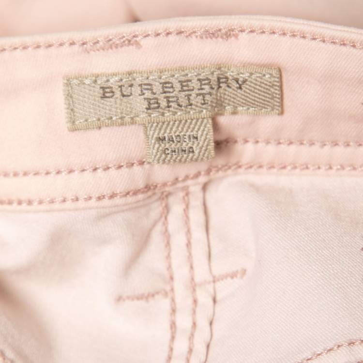 مملوكة مسبقًا Burberry Brit Pink Cotton Bayswatcher Slim Fit Pants M Waist 28"
