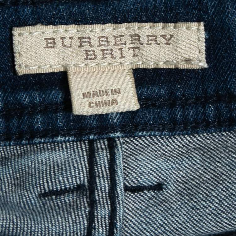 Pre Owned Burberry Brit Blue Denim Westbourne Skinny Ankle Jeans S Waist 28"