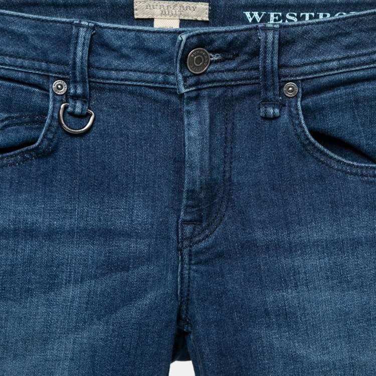 Pre Owned Burberry Brit Blue Denim Westbourne Skinny Ankle Jeans S Waist 28"