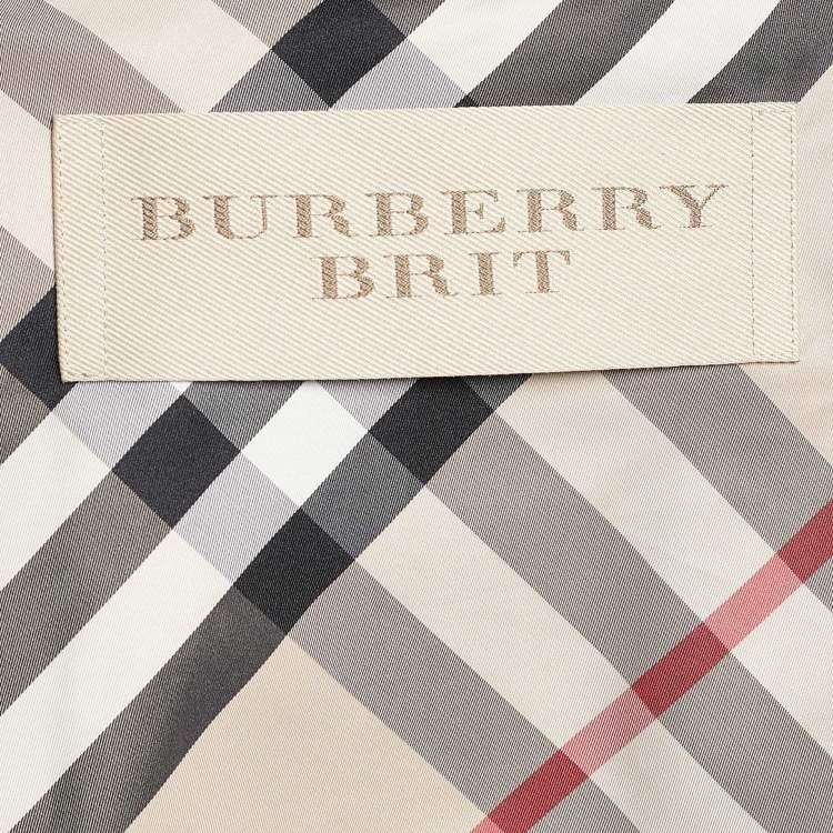 Pre Owned Burberry Brit Navy Blue Synthetic Balmoral Hooded Trench Coat L