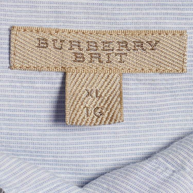 Pre Owned Burberry Brit Blue Striped Cotton Dolman Sleeve Shirt XL