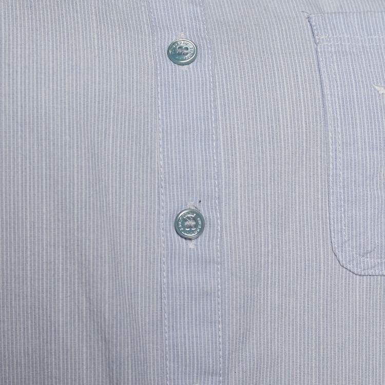 Pre Owned Burberry Brit Blue Striped Cotton Dolman Sleeve Shirt XL
