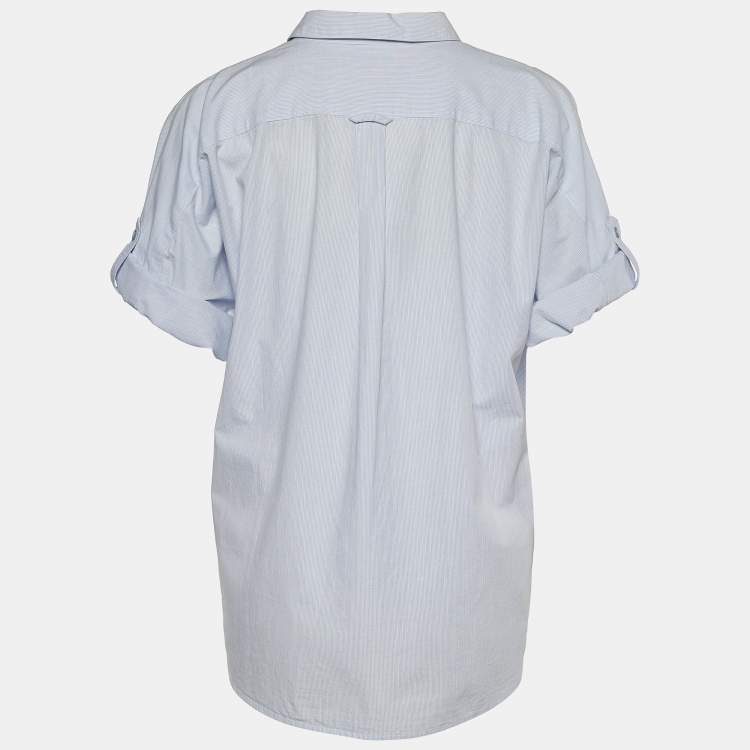 Pre Owned Burberry Brit Blue Striped Cotton Dolman Sleeve Shirt XL