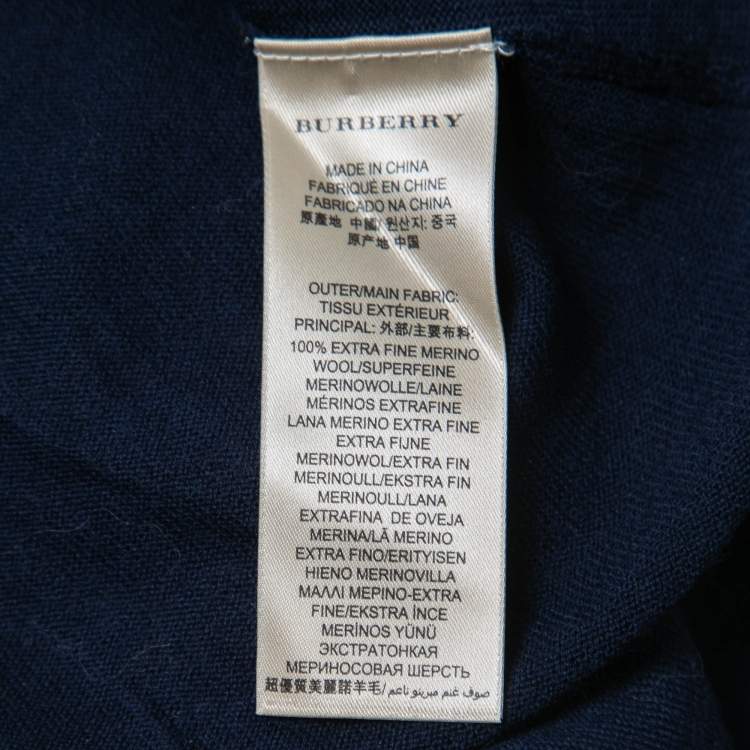 Pre Owned Burberry Brit Navy Blue Wool Knit Button Front Cardigan XS