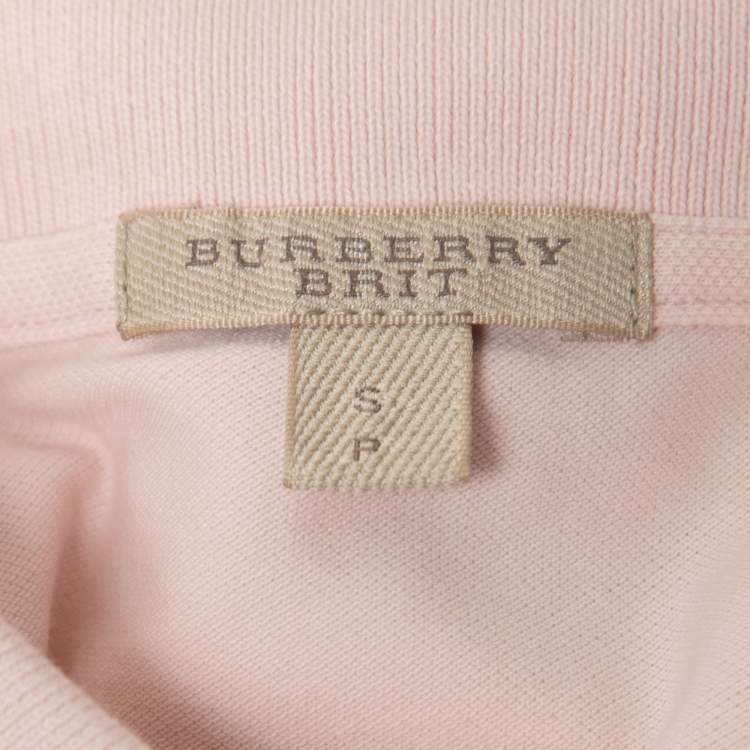 Pre Owned Burberry Brit Light Pink Cotton Knit Polo T-Shirt S
