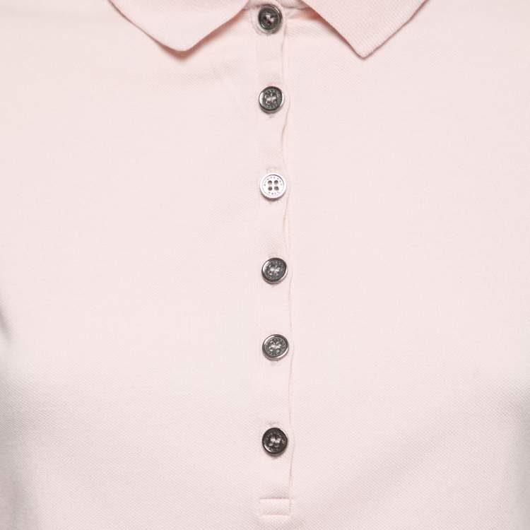 Pre Owned Burberry Brit Light Pink Cotton Knit Polo T-Shirt S
