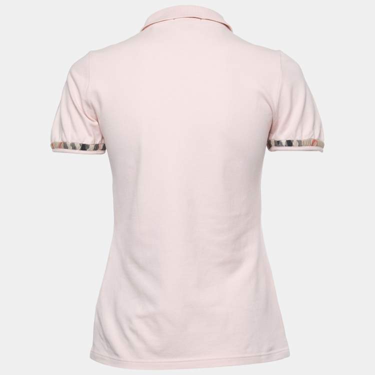 Pre Owned Burberry Brit Light Pink Cotton Knit Polo T-Shirt S
