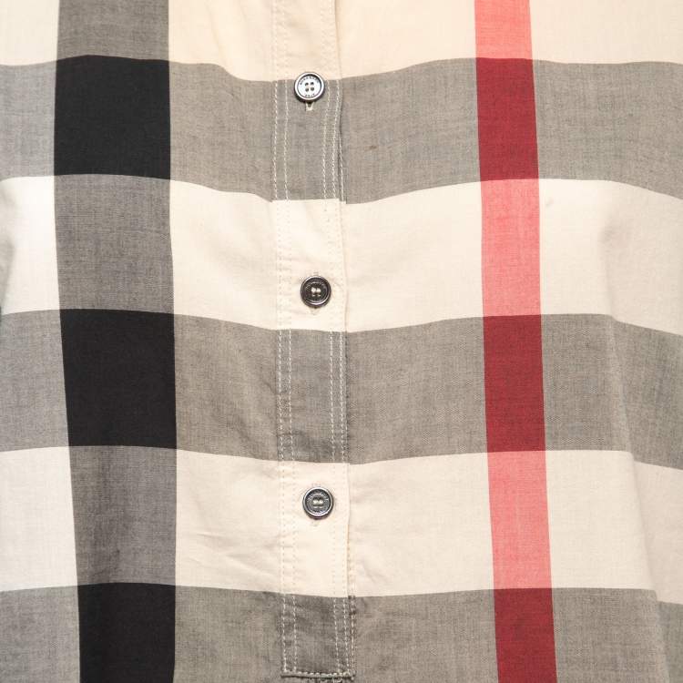 Pre Owned Burberry Brit Beige Nova Check Patterned Cotton Shirt XL