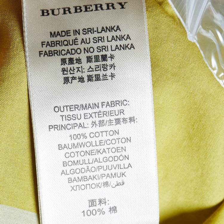 Pre Owned Burberry Brit Grey and Yellow Novacheck Cotton Ruched Placket Detail Shirt XS