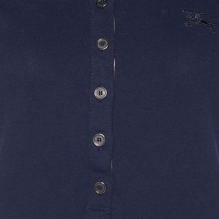 Pre Owned Burberry Brit Navy Blue Cotton Knit Polo T-Shirt S