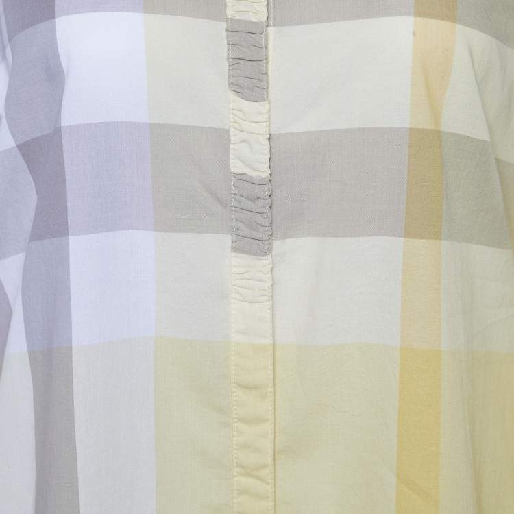 Pre Owned Burberry Brit Yellow Nova Check Cotton placket Detail Shirt L