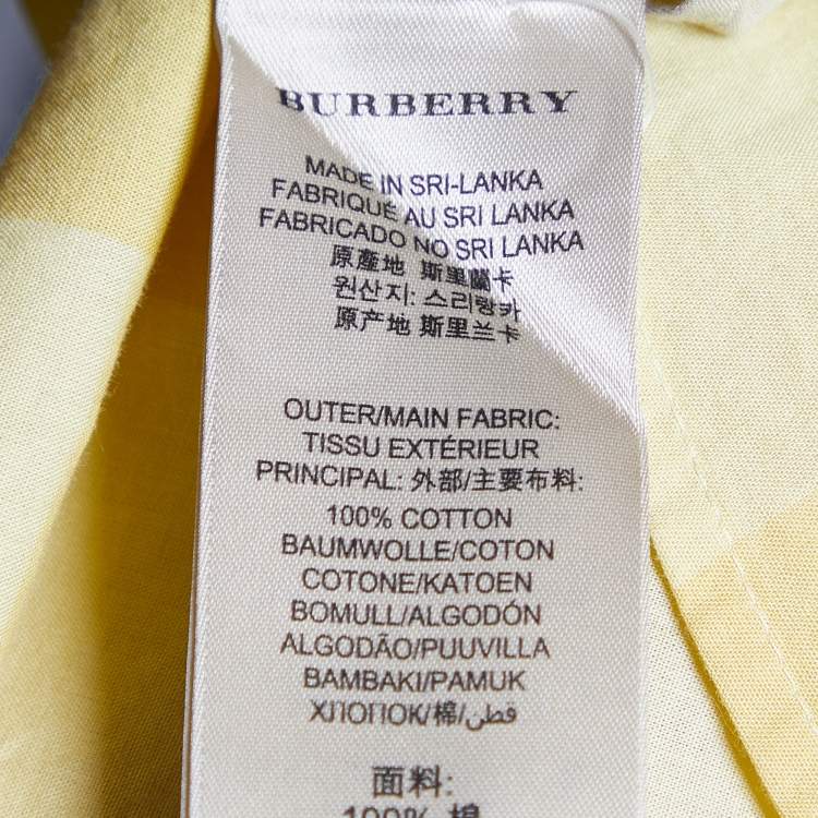 Pre Owned Burberry Brit Yellow Nova Check Cotton placket Detail Shirt L